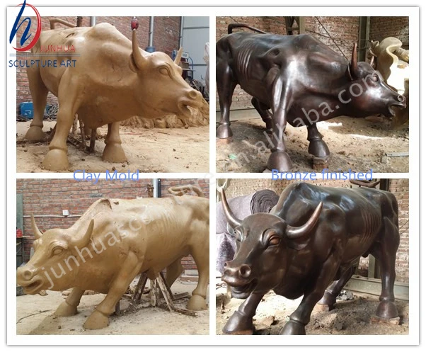 Outdoor Life Size Animal Wall Street Brass Bronze Bull Statue Sculpture