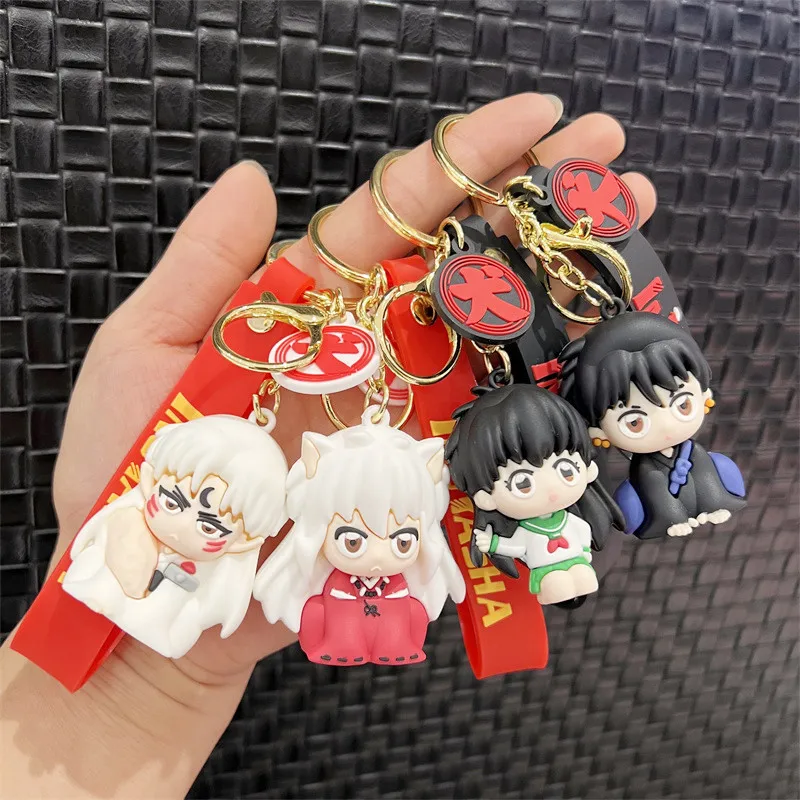 Jet Tag Keychains Inuyasha Cartoon Cute Inuyasha Doll 3D Keychains Portable Car Key Ring ...