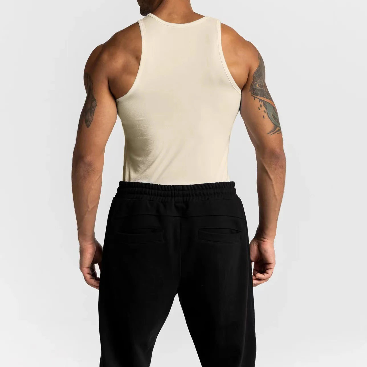 Body Building Wife Beaters White Tank Top Gym Polyester Sleeveless