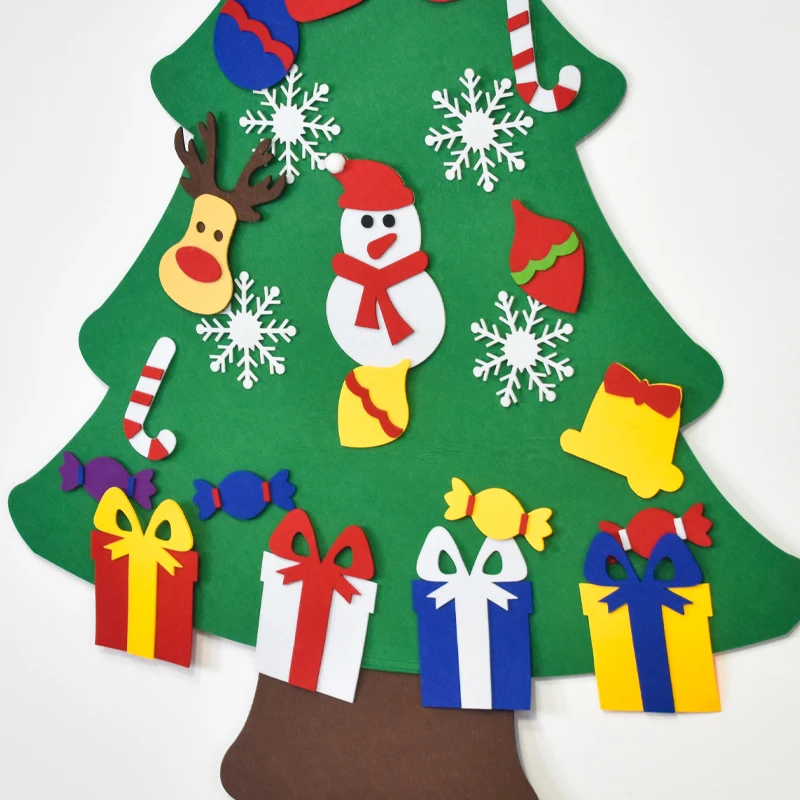 Christmas Decoration Kid Xmas Gift Felt Christmas Tree With 25pcs