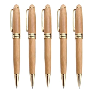 High Quality Bamboo Wooden Ballpoint Pen Box Kit with Custom Logo for Education & Insurance Promotion Welcome Business Gift