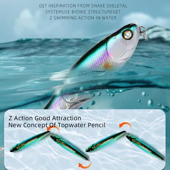 Pencil Fishing Lure, 87mm/100mm Floating Lure Micro Lure with Reinforced Treble Hooks for Topmouth Culter Bass – Pencil – view 5