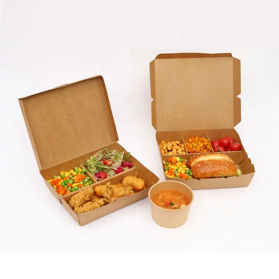 Customized Cardboard Take Out Box Eco Friendly Disposable 3 Compartment ...