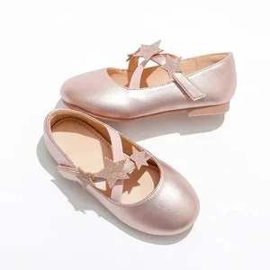 Cheap Wholesale Girls'Princess Shoes Soft Sole Single Shoes Girl Flat Casual Dance Shoes Girl Buckle Strap