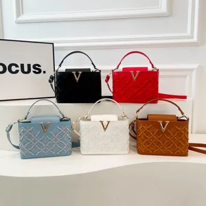 Women's V-shaped Embroidery Handbag - Trendy Overseas Style High-End Shoulder & Crossbody Bag