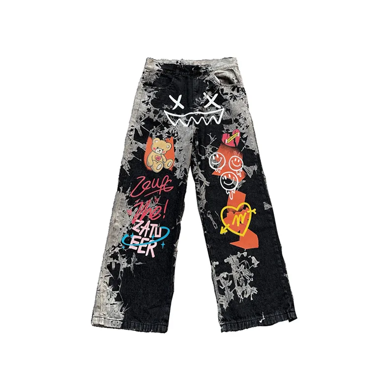 graffiti print jeans mens