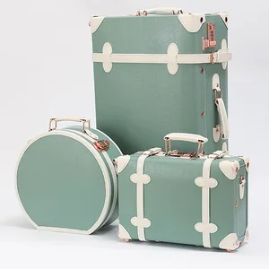 Eastshine 2026 New Innovations Leather PU Vintage Luggage Sets Women Retro Suitcase Hand Carry-On Trolley Bag