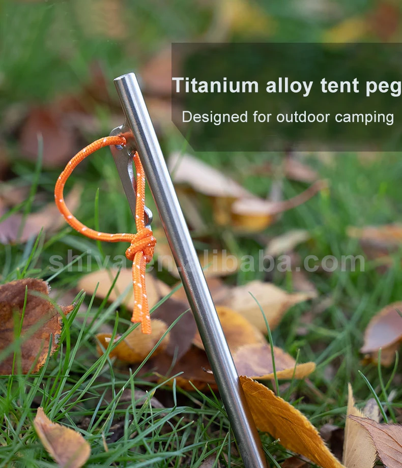 Gr5 Titanium Tent Peg Outdoor Camping Titanium Tent Nail 8x300mm