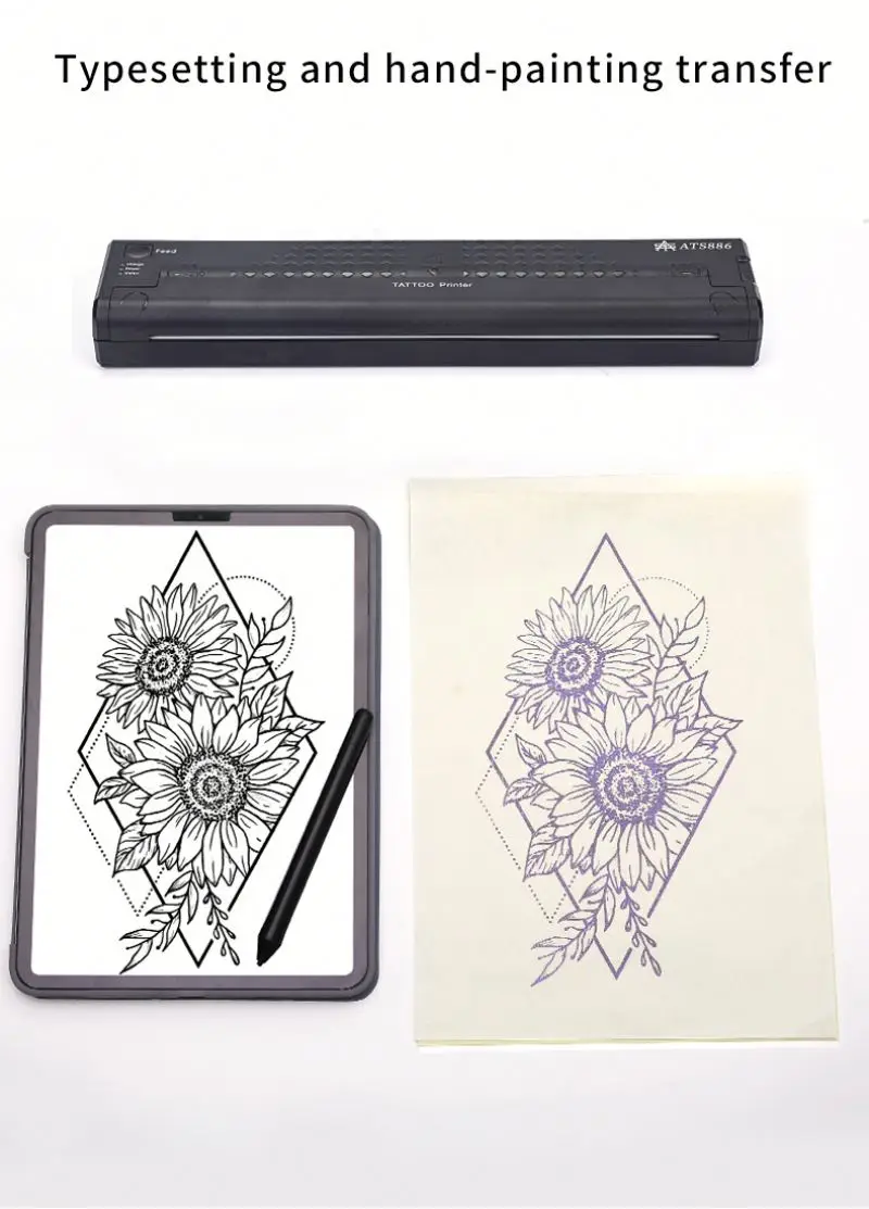 ATS886ポータブルタトゥープリンターステンシルプリンターサーマル