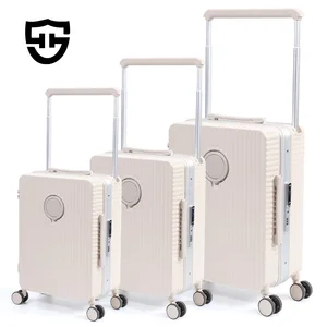 New Design Fashionable Aluminum Frame Colorful Suitcase Luggage Spinner 4 Wheels Luggage Sets With Guardrail for Kids