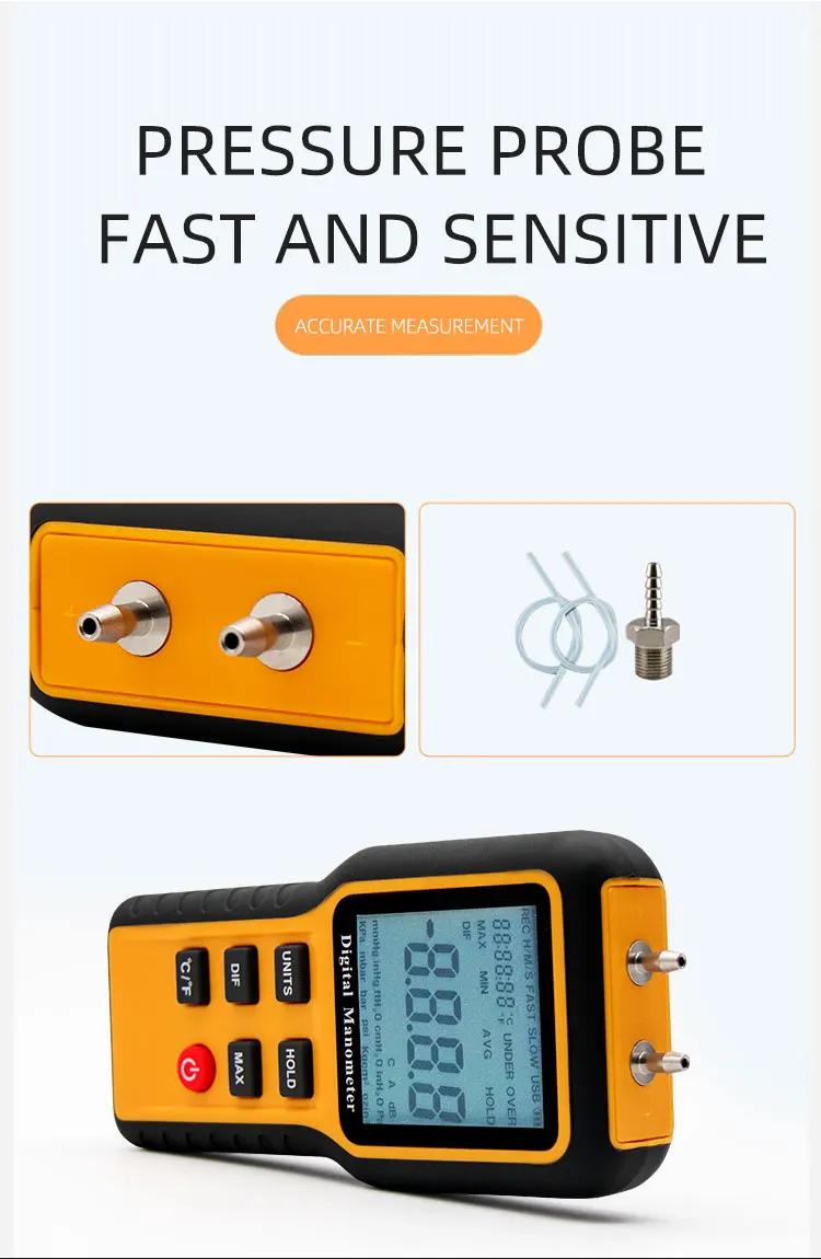 20kpa Portable Air Differential Pressure Meter Digital Manometer Auto 