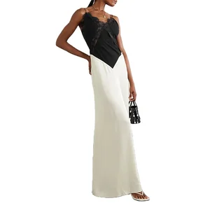 Clothing Manufacturer Custom Spring Summer Black Sleeveless Backless Suspenders Elegant Casual Lace Dresses Women