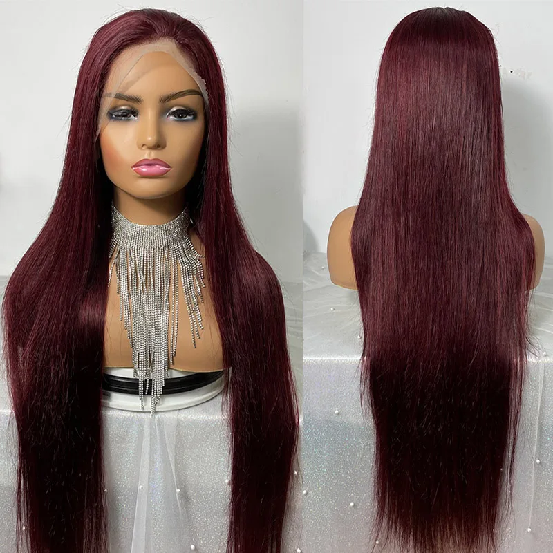 Dark Wine Red Color Frontal Wig Pixie Short Curly Bob 99J Burgundy Raw Indian Virgin Cuticle Aligned Human Hair Lace Front Wigs