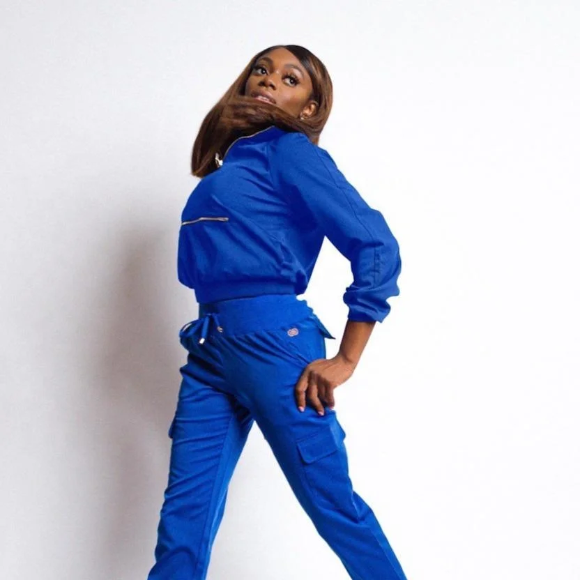 Long Sleeve Scrub Jacket Jogger Nurses Nursing Hospital Uniform Spandex Scrubs Uniforms Suit Set Top and Pants Navy Blue 2022