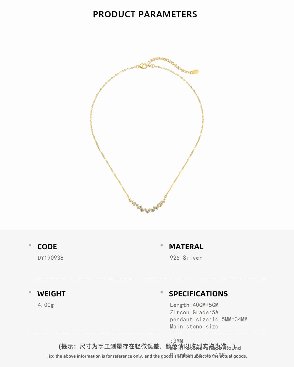 KAKODIY Simple Jewelry 925 Sterling Silver 18K Gold Necklace Curved Czircon Cluster Heart Shape Necklace for Girls detail 1