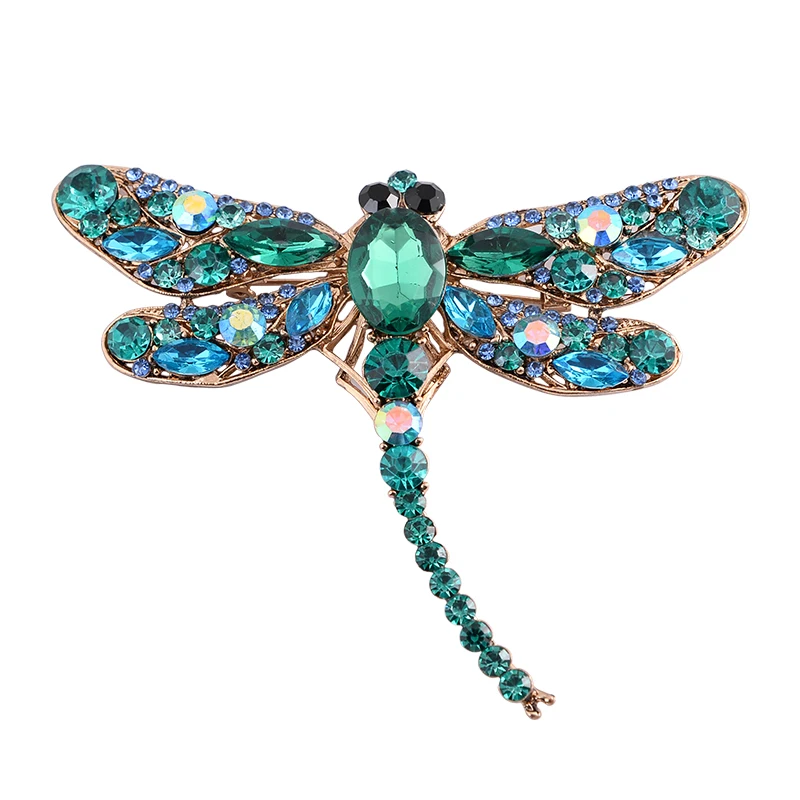 Ins Trendy Glass Drill Insect Dragonfly Women Brooches Accessory Rhinestone  Crystal Dragonfly Brooch Pin for Hijab