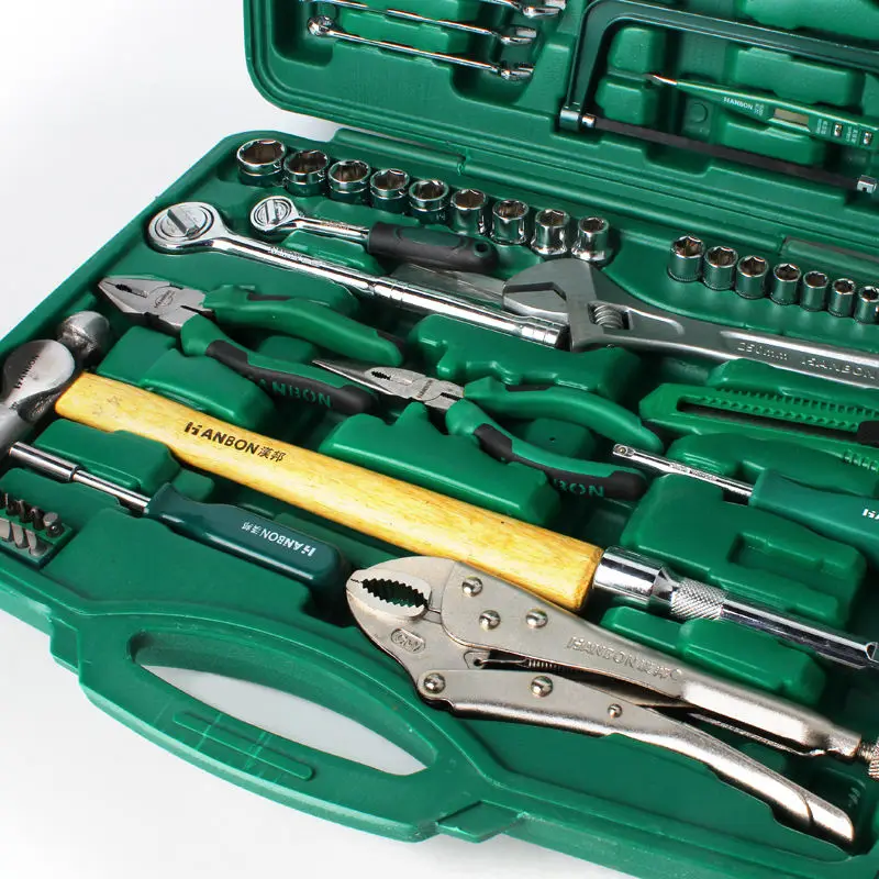 Hand Tools Set Tool Box Garage 80PCS Machine Repair Hand Tool Set with Socket and Wrench