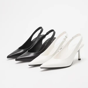 1235B-16 Women's High Heel Sandals Fashionable Solid Design Pointed Toe Slingbacks Light Weight Thin Heel Simple Stylish