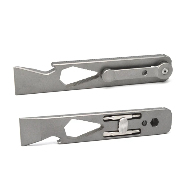 Titanium Pry bar with Wrench Screwdriver Bottle Opener Pocket Tool EDC