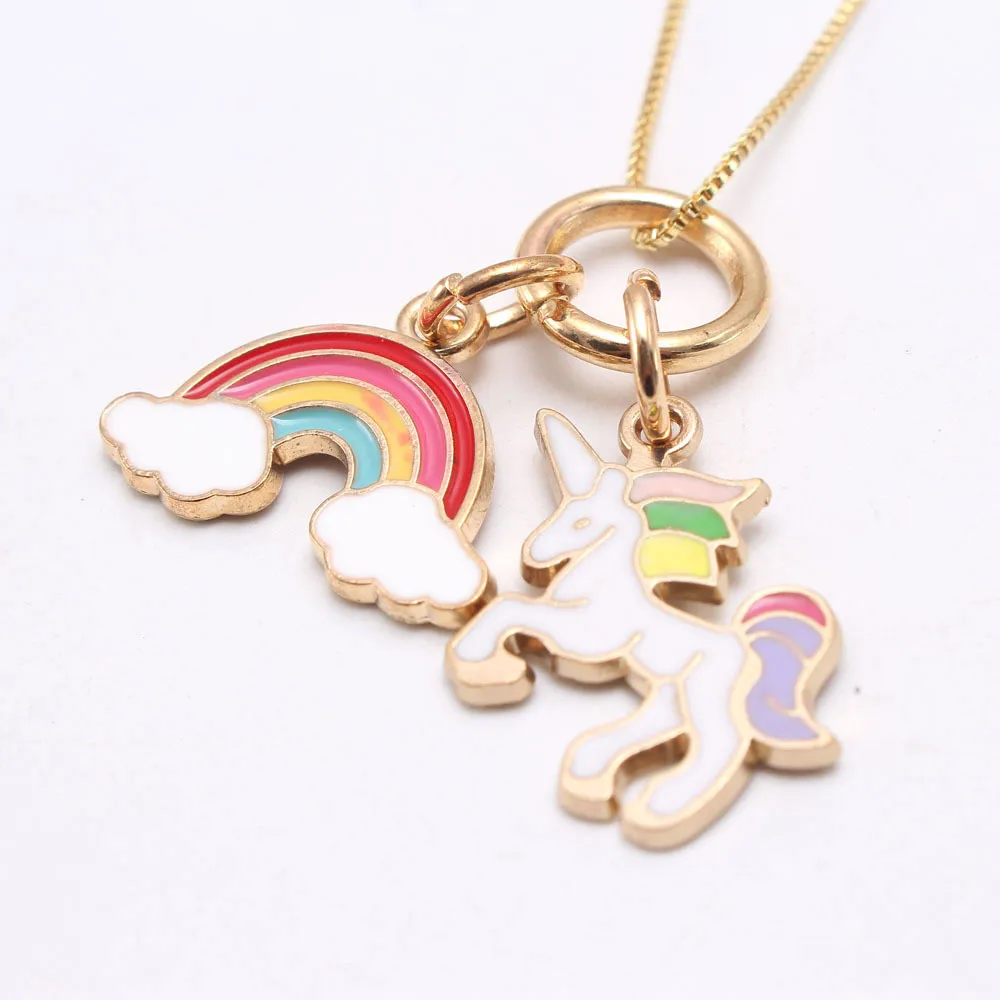 Rainbow Necklace for Women Girls Stainless Steel Enamel Rainbow Charm  Pendant Gold Plated Fashion Jewelry Birthday Gift for Girlfriend Daughter