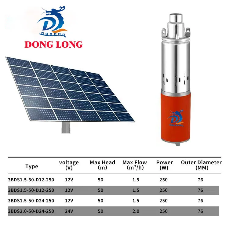 DL 3LSPS Brushless Dc System for Irrigation 20m Head High Capacity High Flow Head Solar Water Pump