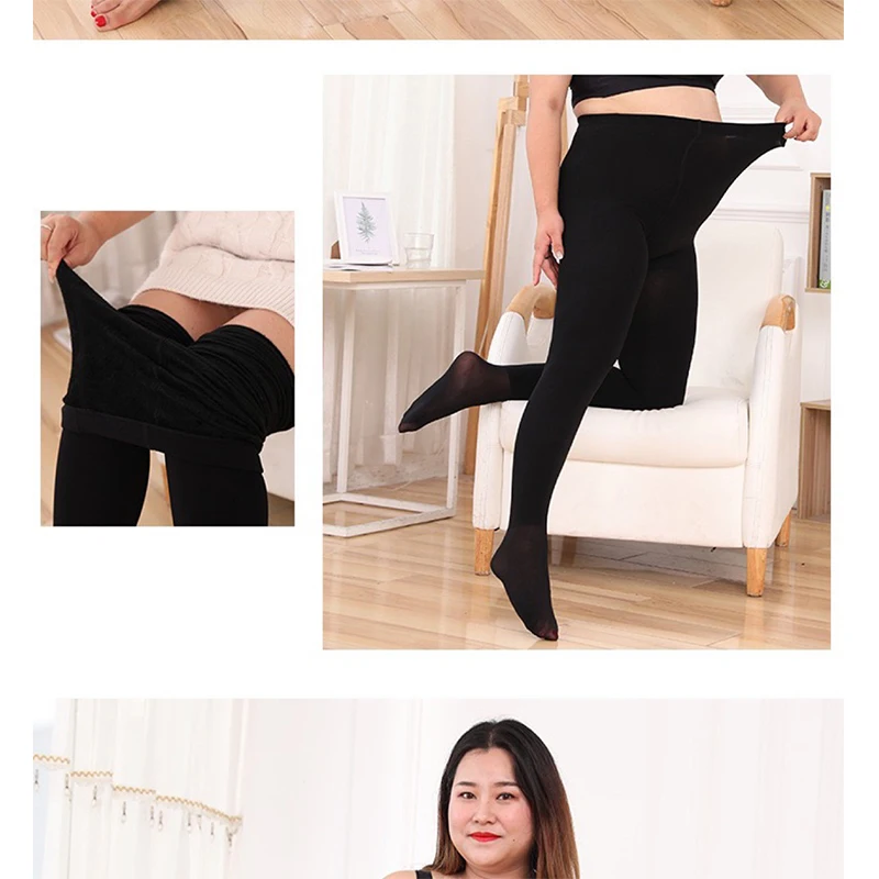 Spring Autumn and Winter New Solid Color Plus Fertilizer Plus Velvet Thick Thin Velvet One Piece Socks Leggings