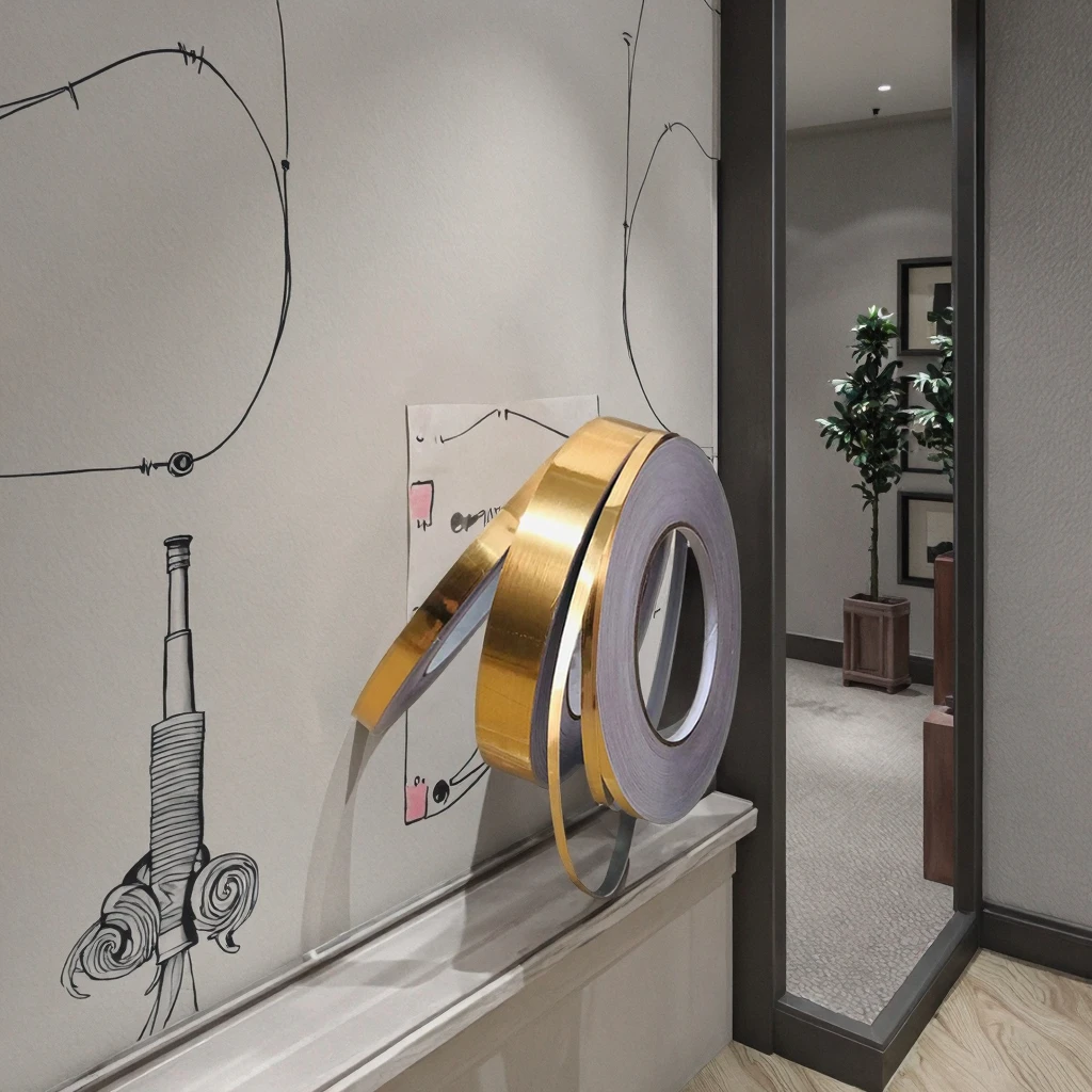 Brushed Metal Stickers Wall Tape Decorative Adhesive Strips Mirror Golden Metallic Sticker Golden Wall Tapes for Wall Sticker