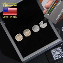 USA Local Shipping Moissanite Hip Hop Earring Pass Diamond Test Gold Plated S925 Screw Back Stud Earring Fast Shipping