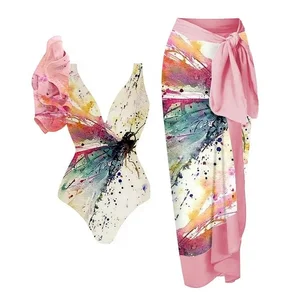 JSN Dragonfly Print One Piece Swimsuits Beach Mother Daughter Bathing Suits Toddler Girls Mom Swimwear