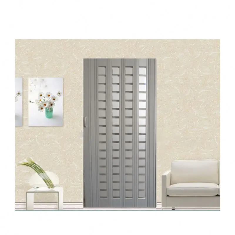 New Design Walnut White Oak Pvc Accordion Cheap Interior Temporary Folding Doors