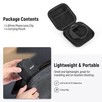 NEEWER LA006 Upgraded 67mm Phone Filter Mount w Top Cold Shoe Mount Curved Edges for iPhone 15 14 13 Pro Max Samsung S22 S23 detail image