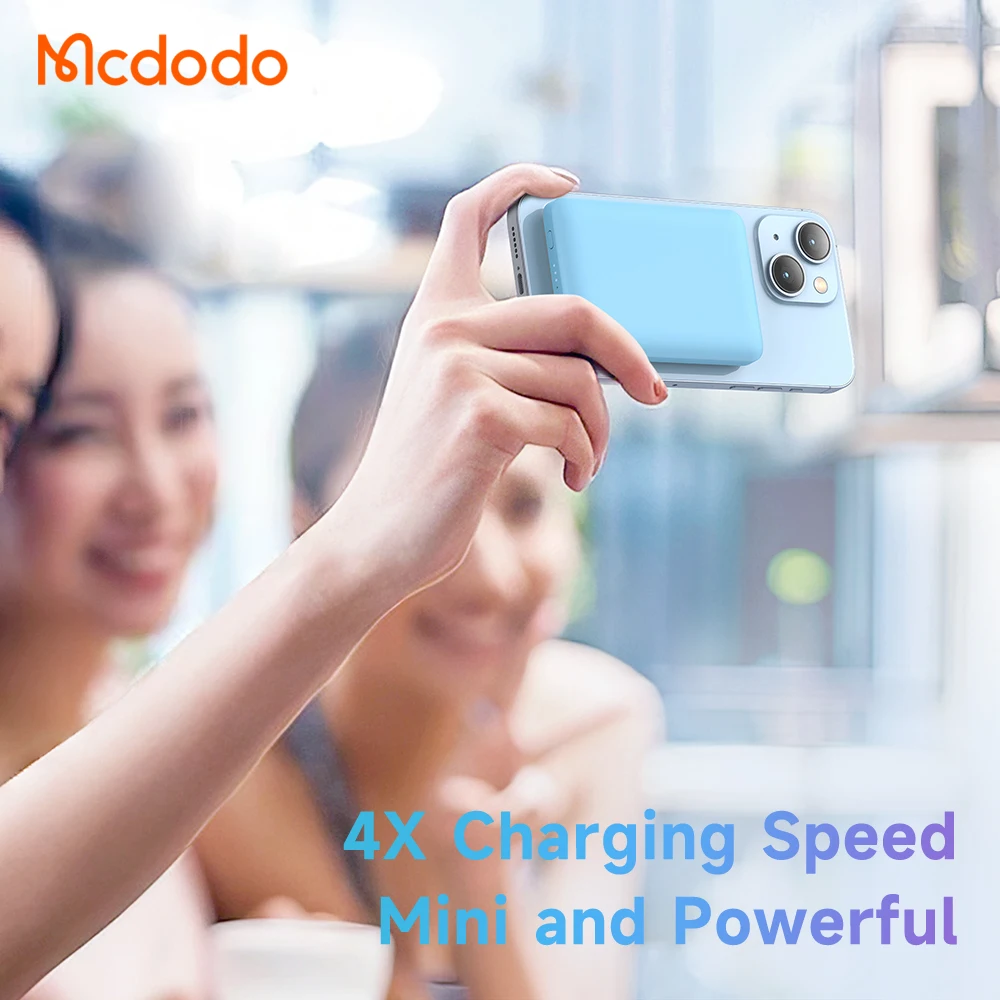 Mcdodo Новый 5000 мАч магнитный Power Bank мини-зарядное устройство 15 Вт беспроводной + 20 PD магнитное портативное
