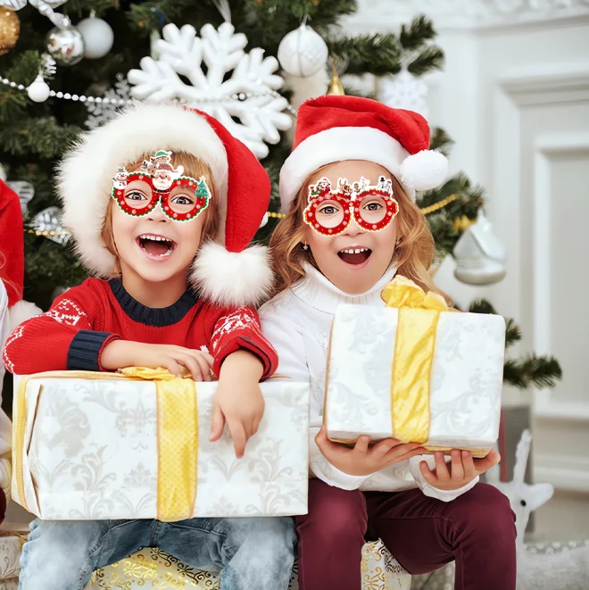 2025 Kids Christmas Sunglasses Glitter Party Sun Glasses