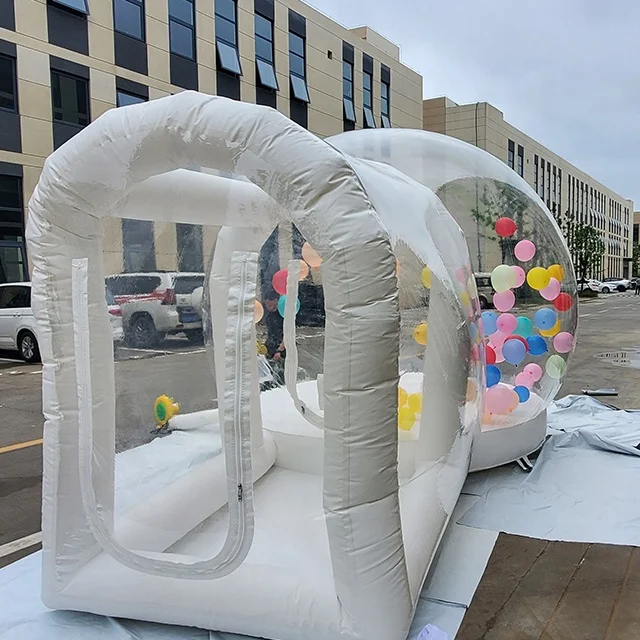 White Inflatable Bubble House Transparent Model With Air Blower 3x3m 4