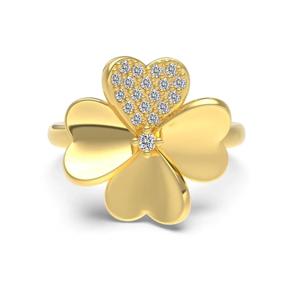 KAKODIY Luxury Women's Jewelry Ring Engagement Wedding 925 Sterling Silver Four Leaf Clover Flower Ring detail 5