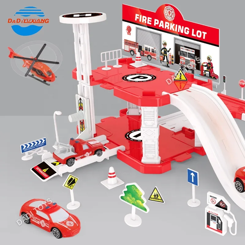 Hot Selling Plastic Pretend Play Car Parking Lot Track Toy With 18 PCS