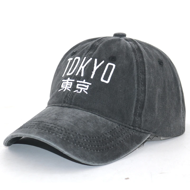 Custom Japanese Tokyo Embroidery Baseball Cap - Cotton Washed Dad
