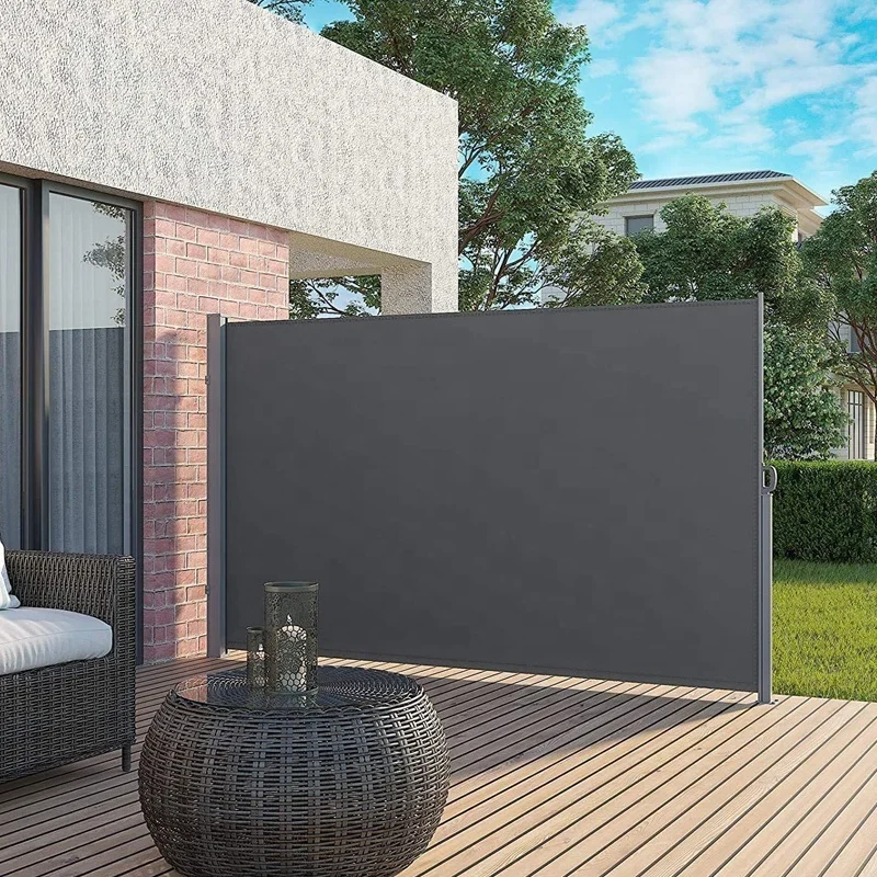 Retractable Side Awning Privacy Screen Outdoor Retractable Privacy Fence for Courtyard Terraces Pools