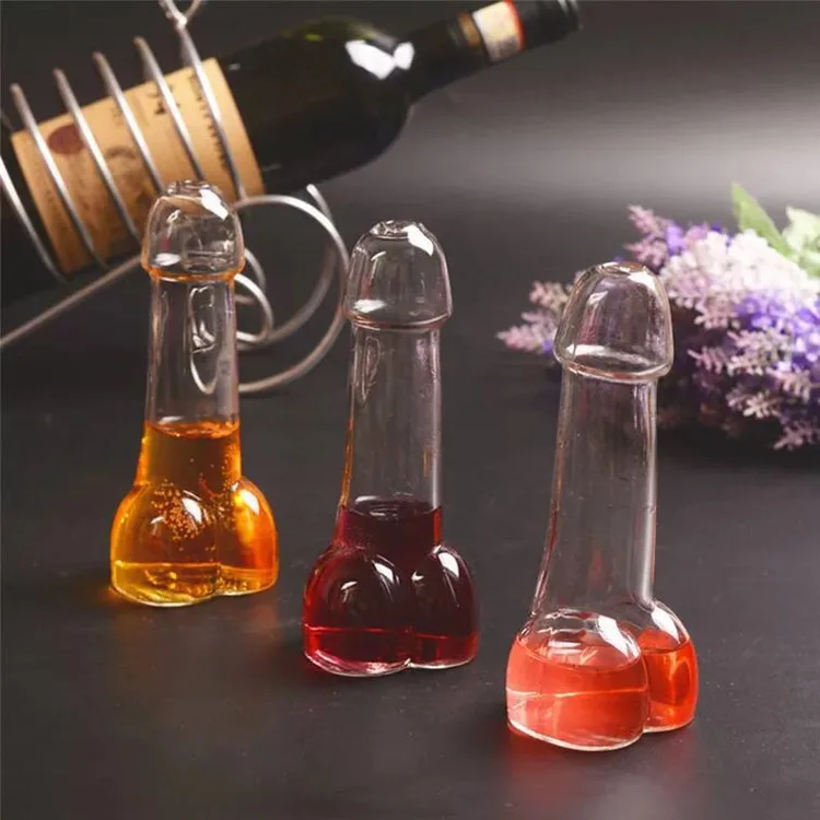 Novelty Sexy Penis Shape Glass Bottle Cocktail Shot Glass Bar Ware Dick ...