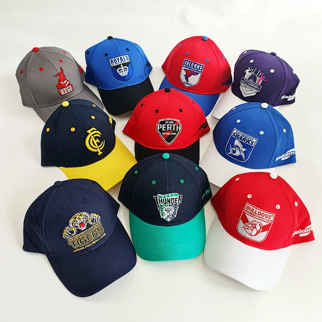 Wholesale Custom Afl Nrl 6 Panel Embroidery Logo Soccer Team Football Club Fans Golf New Fashion
