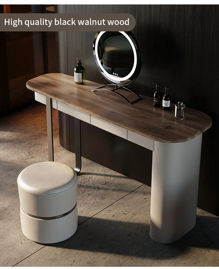 Modern Walnut Solid Wood Dressing Table Bedroom Furniture White