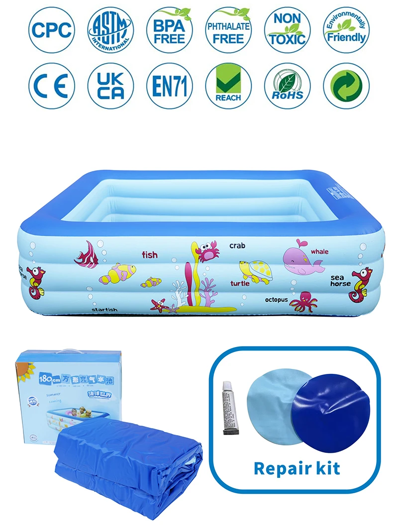 Full-Sized Inflatable Swimming Pool Kids Soft Garden Backyard Pool Logo Printing Home Family Outdoor Use Direct Factory Supply