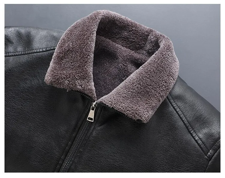 Men's Autumn Leather Faux Fur Coat
