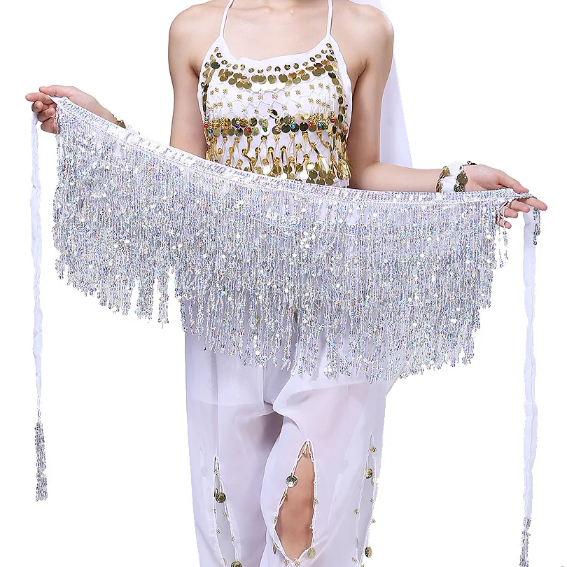 Female Show Costume Sequins Tassels Thailand/India/Arab Dancer Skirt Women Sexy Belly Dance Hip Scarf Wrap Belt Dancer Skirt