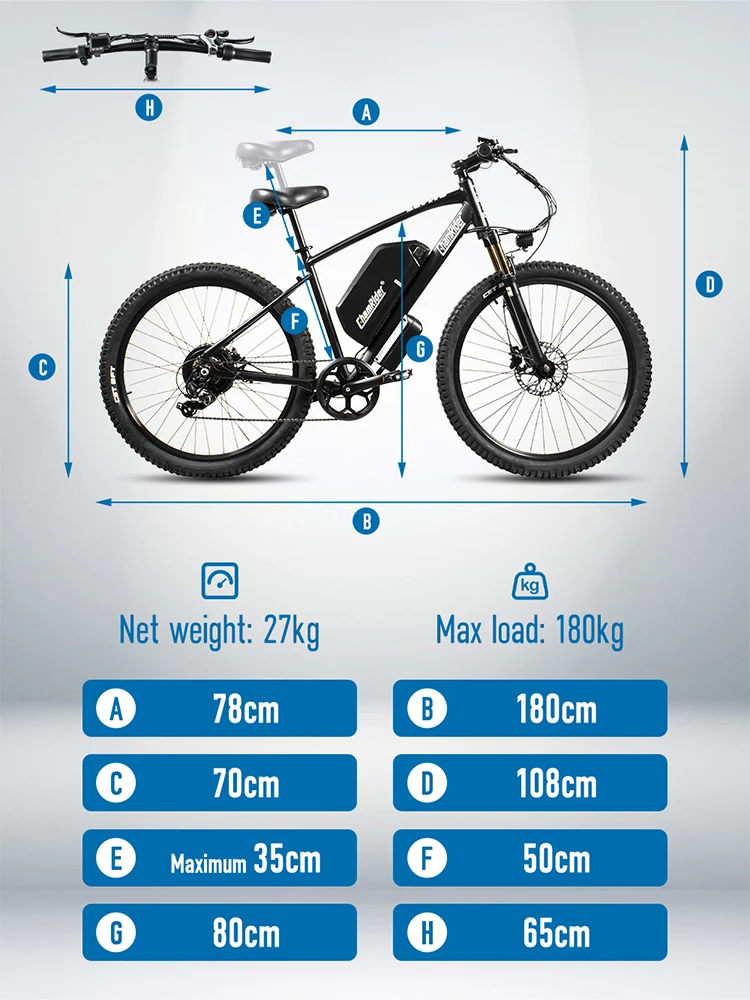 DM427 ChamRider 750W Electric Mountain Bike - 48V, 27Ah, 10 Speed