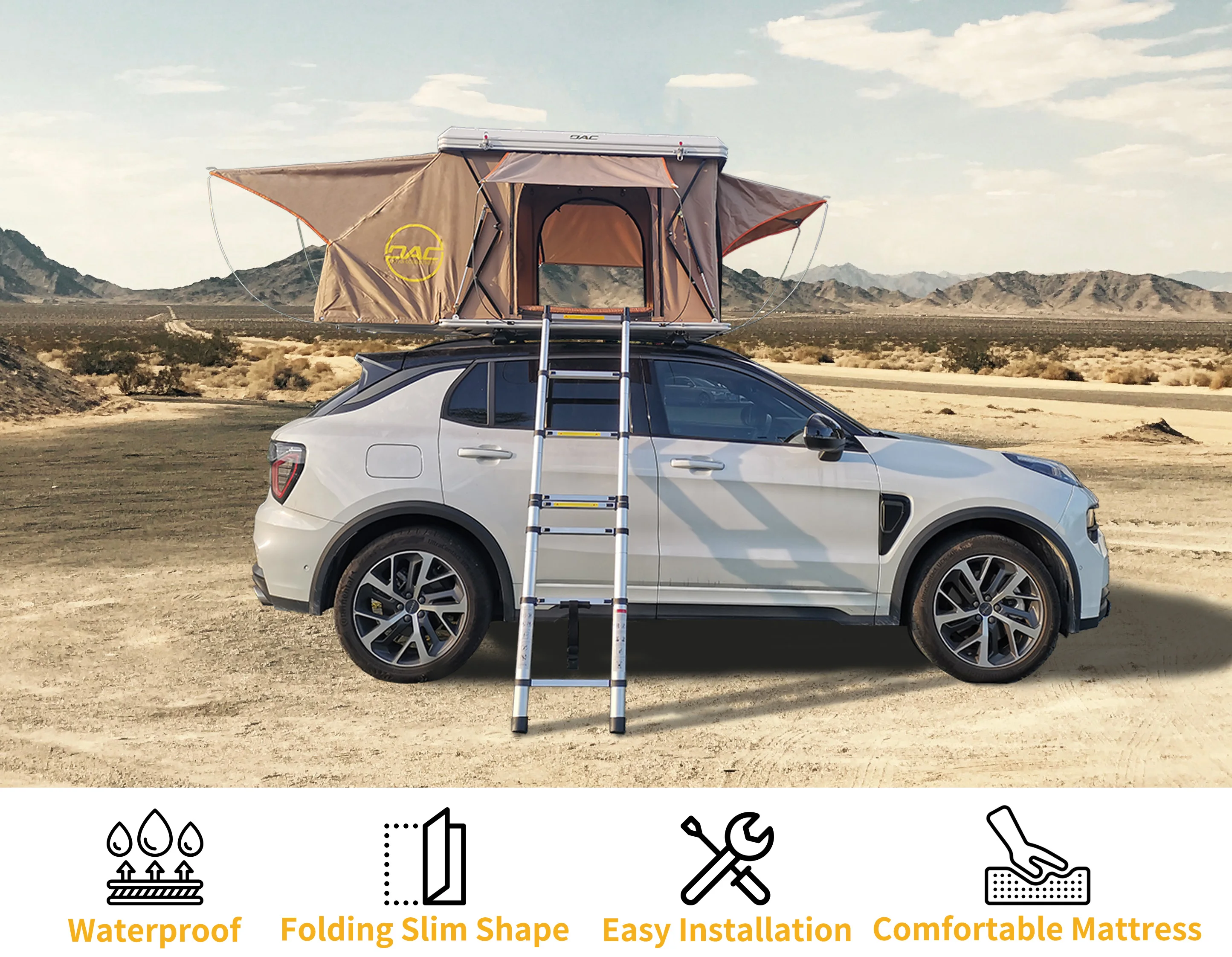 Aluminum Hard Shell Roof Top Tent Lightweight Portable Folding Design ...