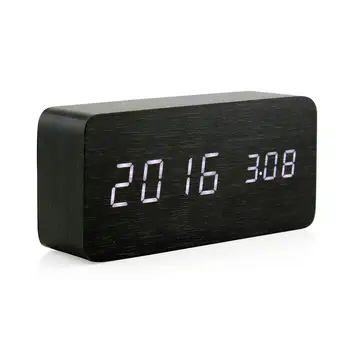 Creative Solid Wood New Small Alarm Clock Nordic Minimalist Style Bedroom Bedside Mute Wooden Desk Clocks Radio Digital Circular