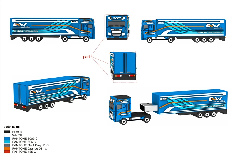 Design OEM PVC Customized Pendrive Car Shaped with logo Silicone Custom Train Truck Usb Flash Drive
