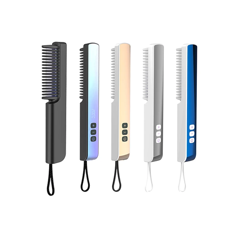 New Led Display Carry-On Usb Charging Cordless Portable Hair Straightener Brush With Lanyard Anti-Scald Design