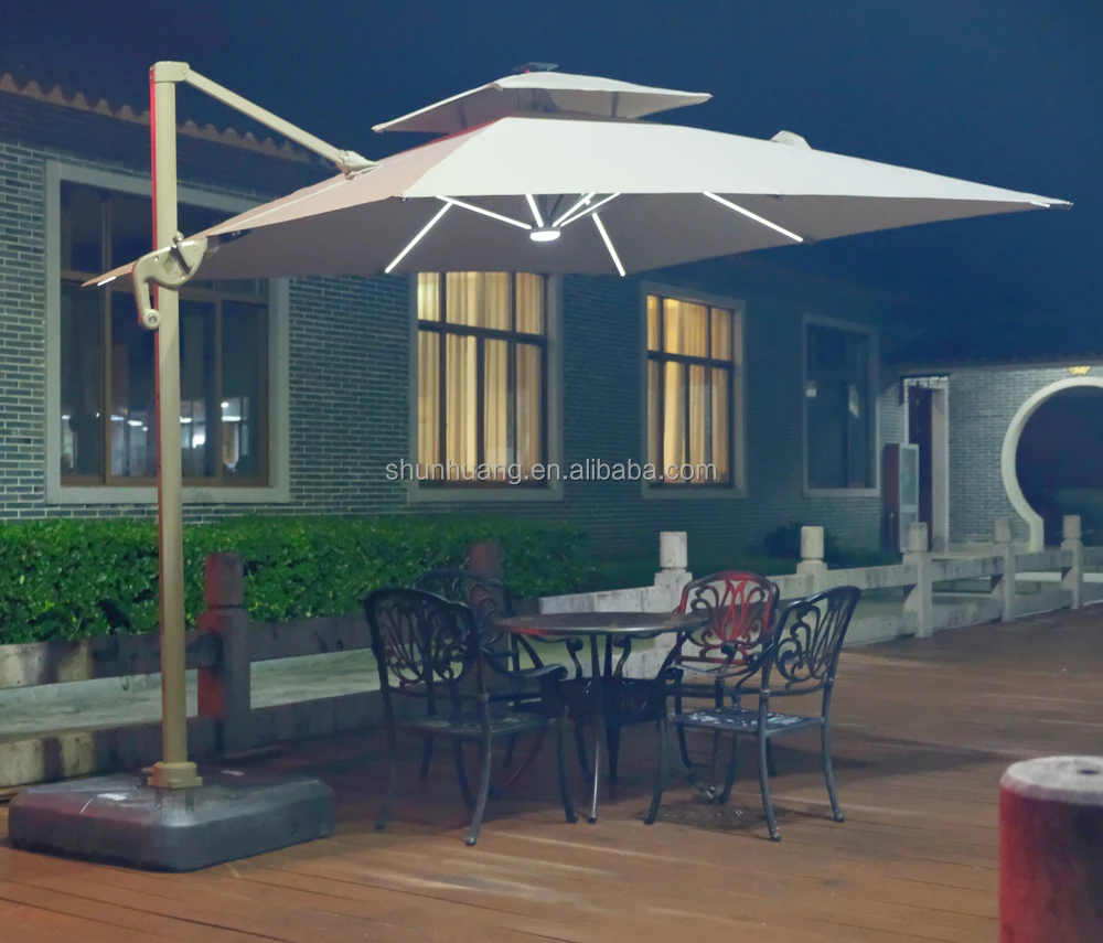 factory direct patio umbrellas Factory Direct Sale Outdoor Cantilever Parasol Garden Waterproof Patio Sun  Shade Beach Umbrellas With LED Light
